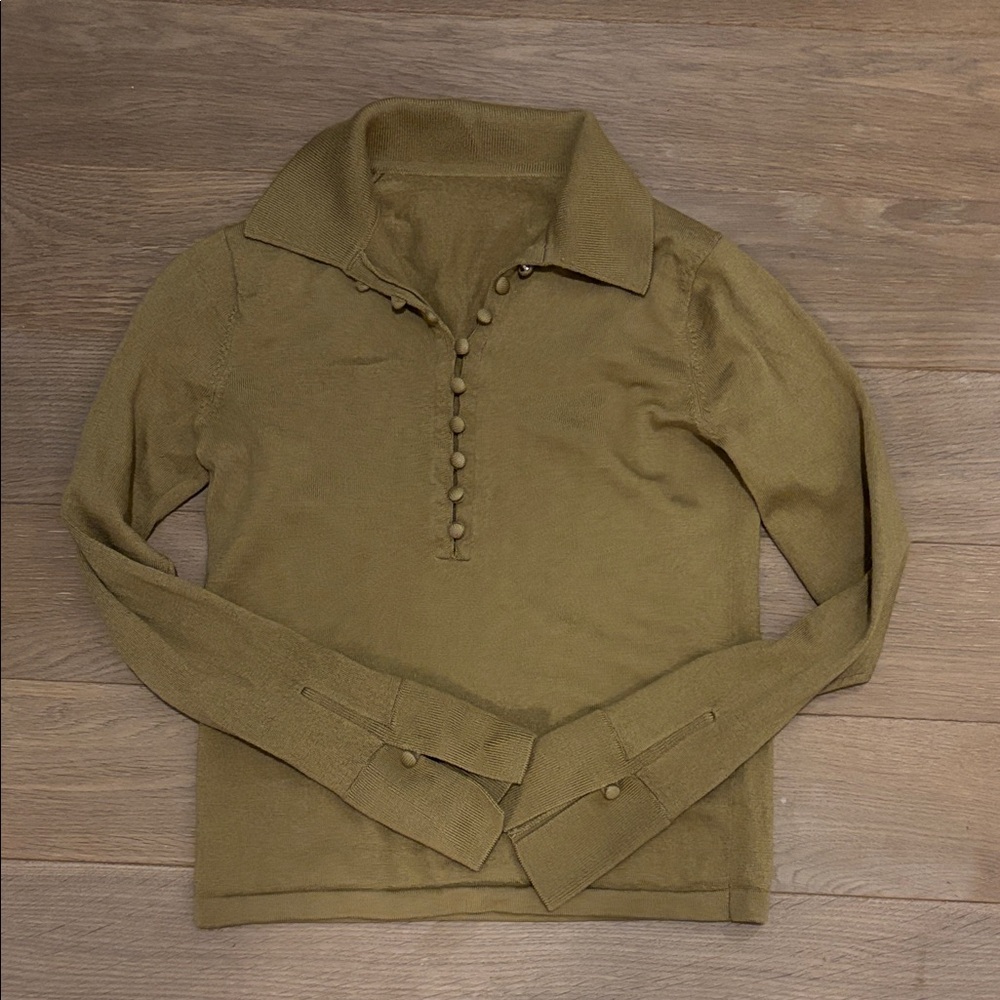 Club Monaco Lightweight Knit Polo in Olive